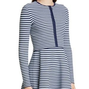 Akris Punto Cardigan in Navy Cream Sky